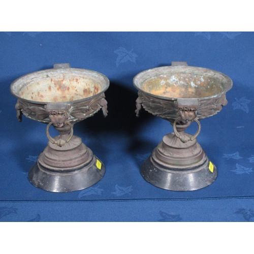 505 - A pair of 19th Century bronze Tazzas, 7in H.