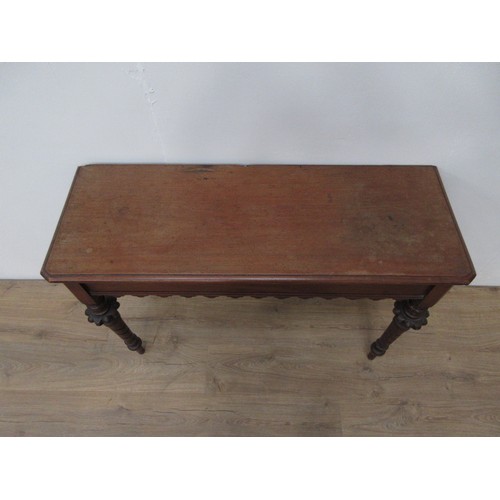 403 - A Victorian mahogany Side Table on spiral carved tapering legs, 3ft 5in wide.