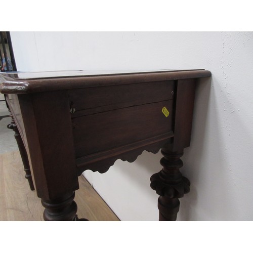 403 - A Victorian mahogany Side Table on spiral carved tapering legs, 3ft 5in wide.