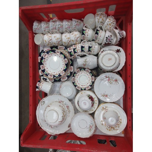 435 - Three boxes of Tea and Dinnerware including Indian Tree pattern