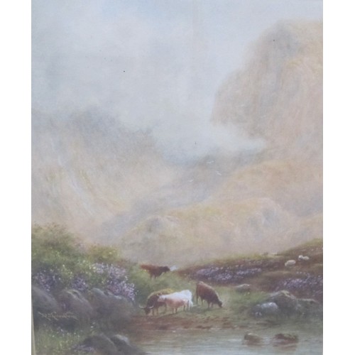 375A - ENGLISH SCHOOL, c1880. A landscape with a figure and dog resting by ferns, watercolour, 9in x 15in; ... 