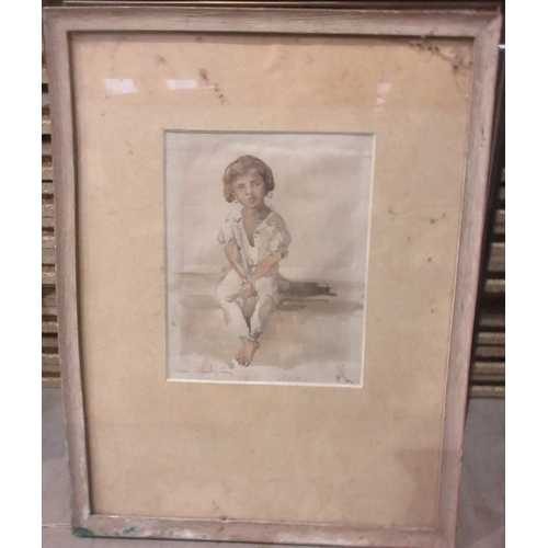 484 - A watercolour of a child 'Janup', signed Joan Stanley-Cary, an oak framed photograph of the Neill Ce... 