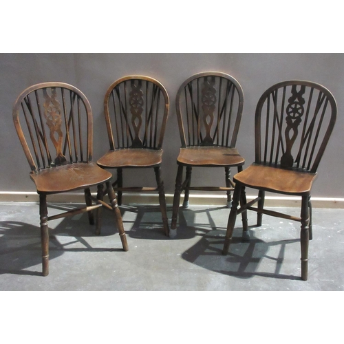 60 - A set of four elm wheelback Kitchen/Dining Chairs.