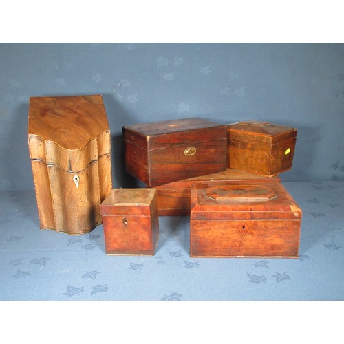 465 - Two rosewood Writing Boxes, two Tea Caddies and a Jewellery Box and a Stationery Box