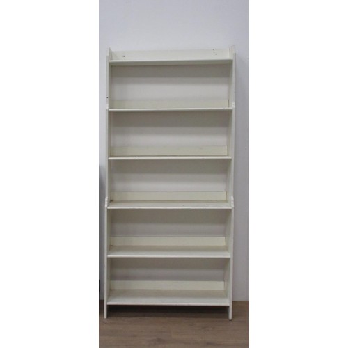 467 - A modern white painted waterfall Shelf Unit, 3ft 1in W x 6ft 6in H