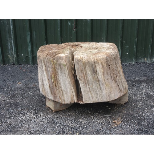 3 - An antique Blacksmith's or Leatherworker's Block made from an oak trunk 2ft 5in W x 1ft 10in H