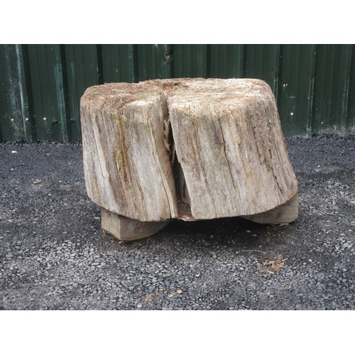 3 - An antique Blacksmith's or Leatherworker's Block made from an oak trunk 2ft 5in W x 1ft 10in H