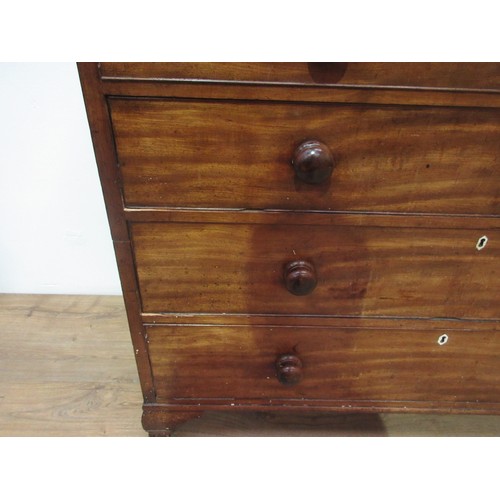 240 - A mid 19th Century mahogany Chest of two short and three long graduated drawers mounted upon ogee br... 