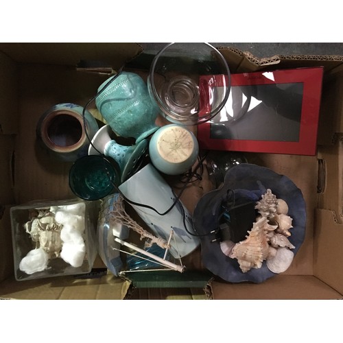 26 - Six boxes of china, stoneware and glass including Royal Worcester Evesham items and assorted Teaware