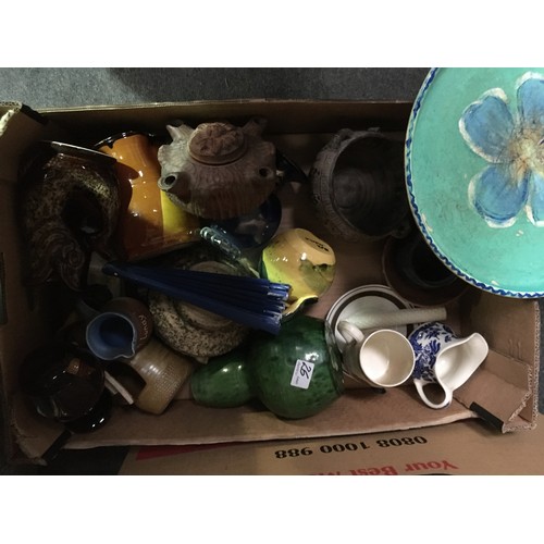 26 - Six boxes of china, stoneware and glass including Royal Worcester Evesham items and assorted Teaware