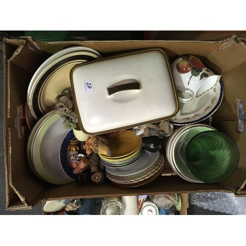 27 - Eight boxes of china and glass including a Royal Crown Derby Pheasant and a quantity of drinking gla... 