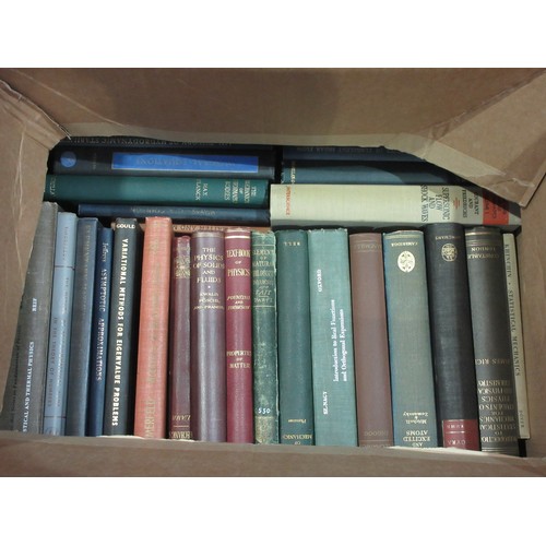 392 - Three boxes of Books, topics include mechanics and dynamics, some titles included 'The Theory of Ato... 