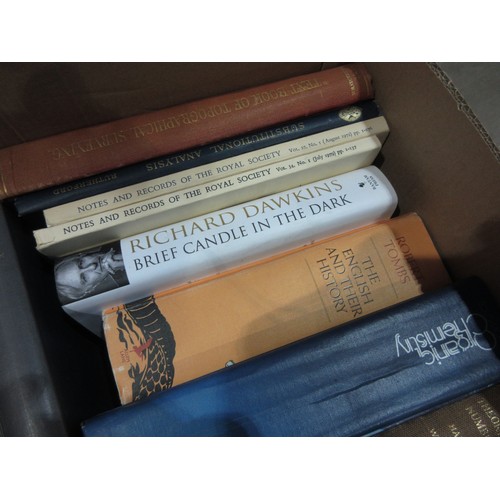 396 - Three boxes of Books on sciences, astronomy and history, including 'Physics of Nonthermal Radio Sour... 