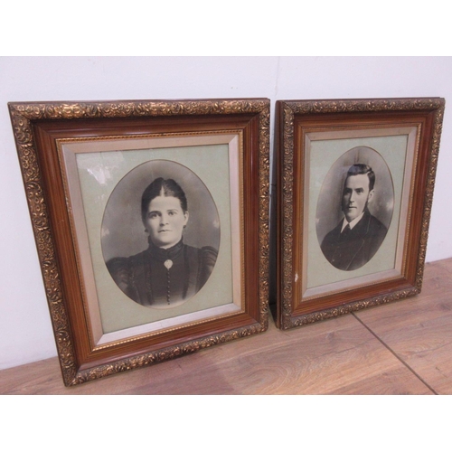 173 - A framed pair of Victorian style photographic Portraits of a lady and gentleman.