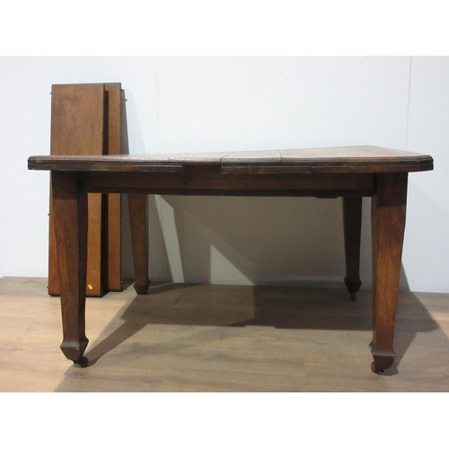 229 - An oak extending Dining Table on square cut supports 4ft L x 2ft 3in H