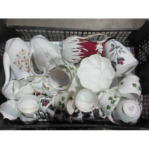 230 - Five boxes of Tea and Dinner wares inluding Spode Byron, Northumbria 'Morning Mists', various Meat P... 