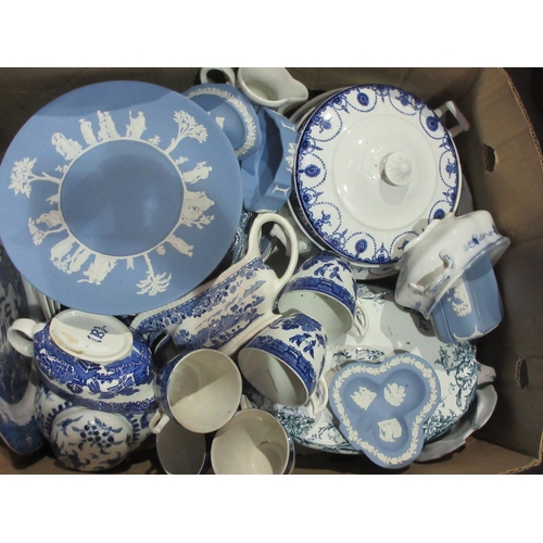 230 - Five boxes of Tea and Dinner wares inluding Spode Byron, Northumbria 'Morning Mists', various Meat P... 