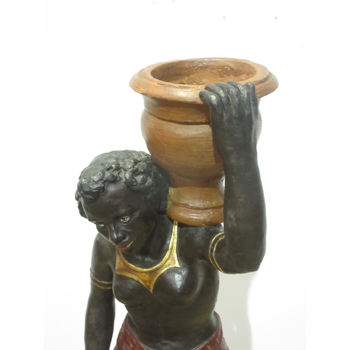 236 - A painted plaster Blackamoor Figure 2ft 7in H on associated green painted Pedestal 2ft 4in H