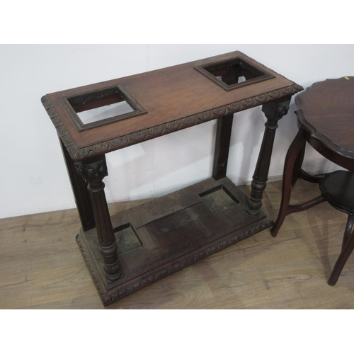 270 - A carved oak Hall Stand in the 17th Century style 3ft W x 2ft 10in H and a Victorian mahogany Centre... 