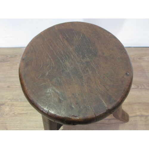 279 - A Chinese elm three legged Stool 1ft 8in H