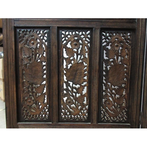 301 - An Indian hardwood pierced three panel Dressing Screen 6ft H x 5ft W