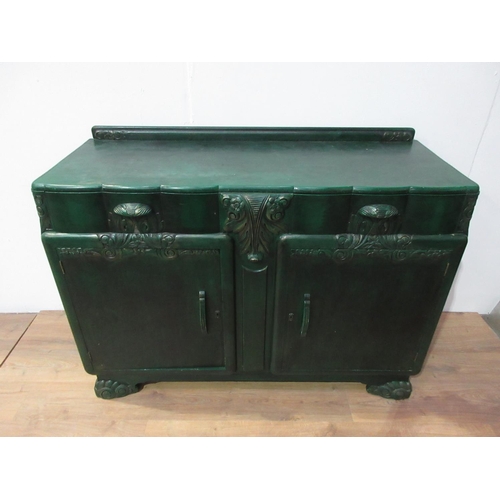 317 - A green painted Sideboard, 4ft 6in W x 1ft 9in deep x 3ft 2in H