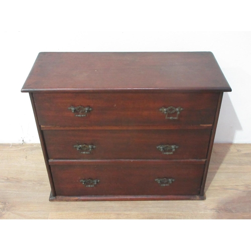 325 - An apprentice piece Chest of three long drawers, 1ft 6in W x 15in H x 7 1/2in deep