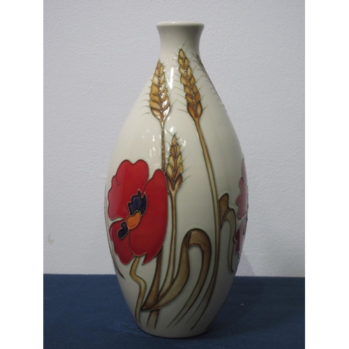 344 - A Moorcroft Vase decorated poppies and corn on a cream ground, 9 1/2 in.