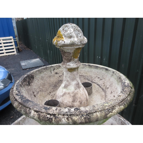 4 - A large composite stone two-tier Fountain with scaled moulded decoration 5ft 5in H x 3ft 4in D