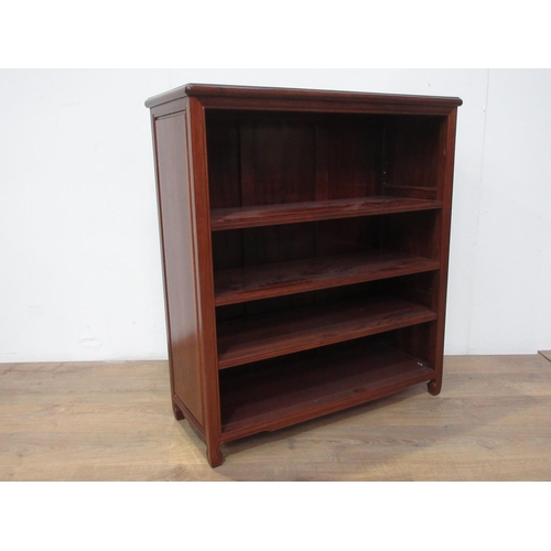 411 - A hardwood open Bookcase with adjustable shelves and panelled sides with Brights of Nettlebed stamp ... 