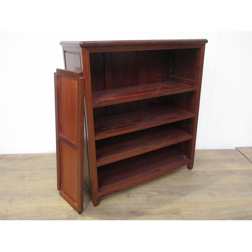 411 - A hardwood open Bookcase with adjustable shelves and panelled sides with Brights of Nettlebed stamp ... 