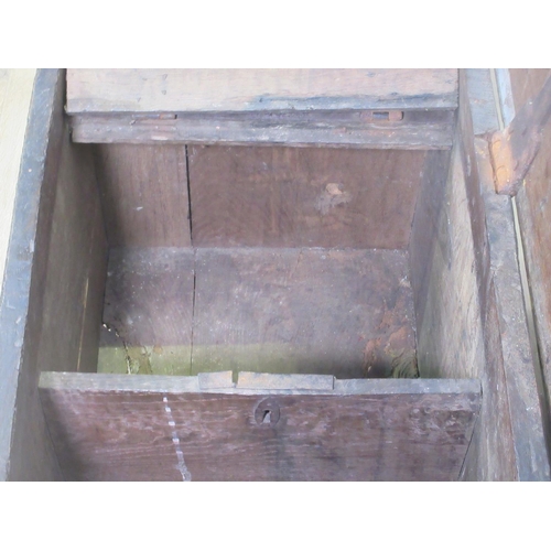 433 - A 17th Century oak Church Coffer with interior box and inscribed 1663 IETT, 4 ft 2 in W x 1 ft 10 in... 