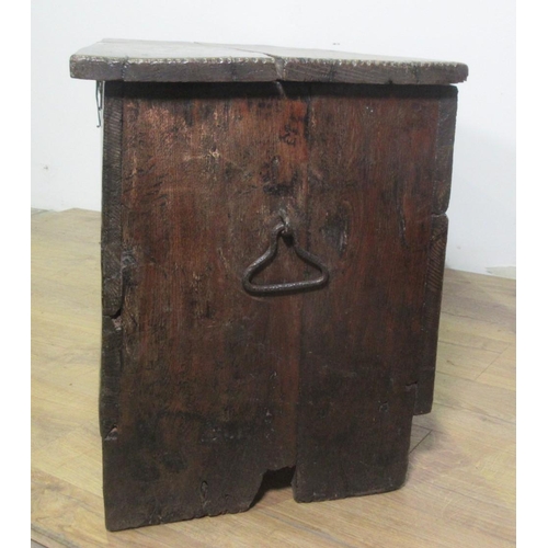 433 - A 17th Century oak Church Coffer with interior box and inscribed 1663 IETT, 4 ft 2 in W x 1 ft 10 in... 