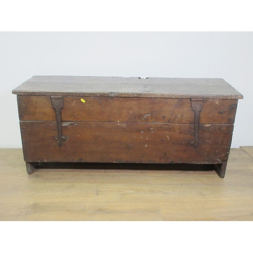 433 - A 17th Century oak Church Coffer with interior box and inscribed 1663 IETT, 4 ft 2 in W x 1 ft 10 in... 