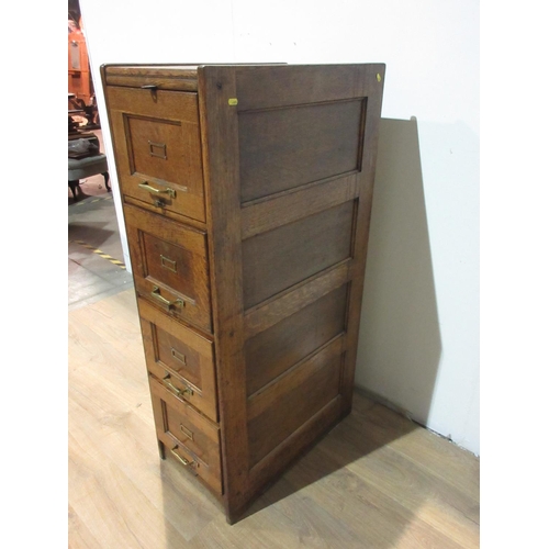 448 - An oak Filing Cabinet fitted four drawers with brass handles, replacement liners and runners 4ft 5in... 