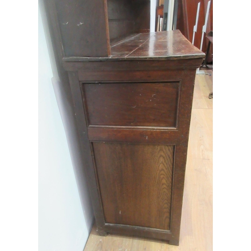 473 - A Georgian oak enclosed Dresser and Rack, the base fitted three drawers above two fielded panel door... 