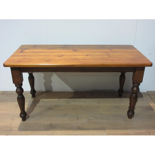 502 - A pine Farmhouse Table mounted on turned supports 5ft L x 2ft 6in H