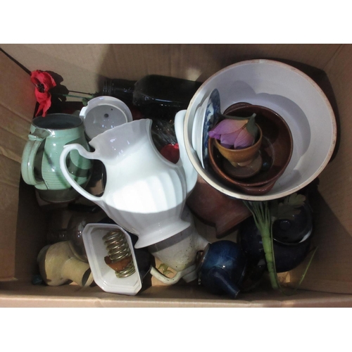 543 - Three boxes of Storage Jars, glass storage Bottles and Oven Dishes