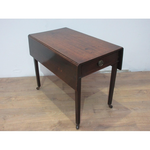 547 - A 19th Century mahogany Pembroke Table on fitted single end drawer mounted upon square cut supports ... 