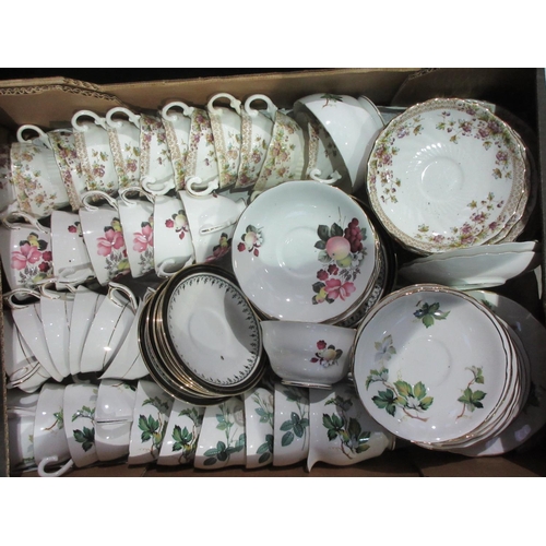 557 - Three boxes of part Tea Services and blue and white Platters