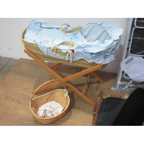 563 - A set of Stepladders, a Moses Basket and a Shove Halfpenny Board