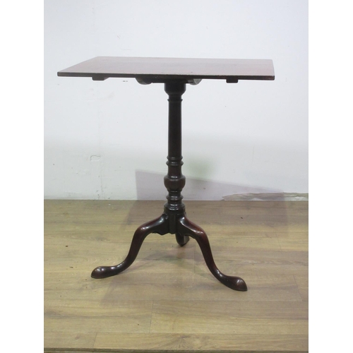 569 - A Georgian mahogany Pillar Table with rectangular top on turned column and tripod base, 2 ft W.