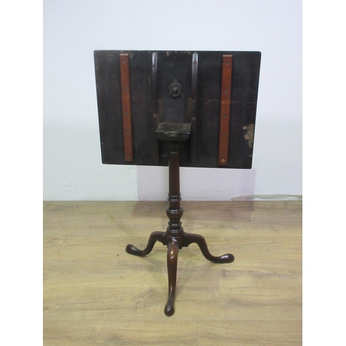 569 - A Georgian mahogany Pillar Table with rectangular top on turned column and tripod base, 2 ft W.