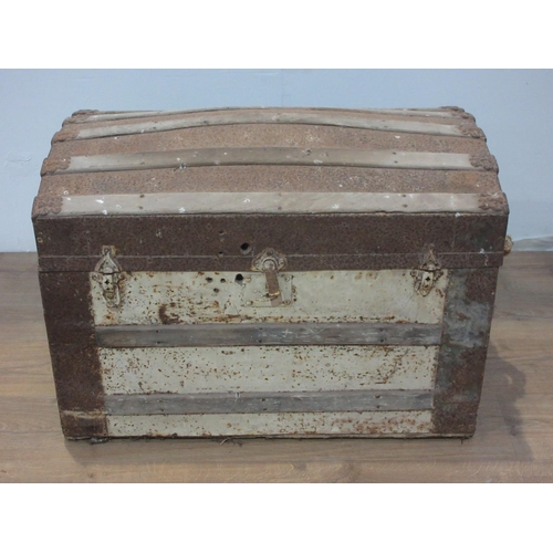 572 - A wooden and metal domed Trunk, 2 ft 6 in.