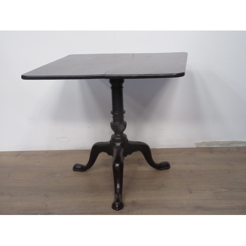 594 - A Georgian mahogany Pillar Table with square top, turned column and tripod base, 2 ft 7 in.