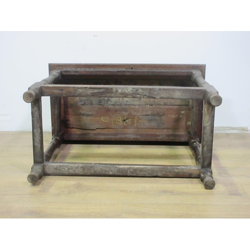 601 - A small 18th Century oak Centre Table with carved frieze and turned supports, possibly with later to... 