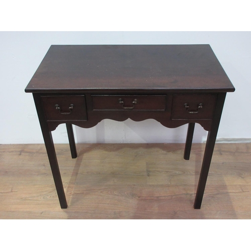 617 - A late 19th Century mahogany Side Table fitted three frieze drawers on chamfered squared supports 2f... 