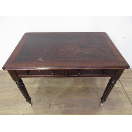 625 - A 19th Century mahogany Writing Desk with leather inset writing surface, fitted two frieze drawers o... 