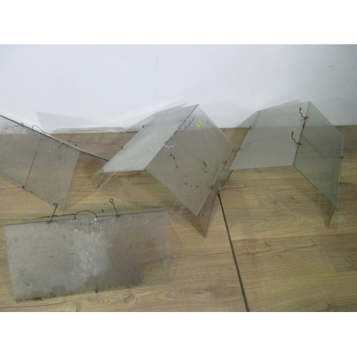 629 - Eight glass and wire Cloches and spare glass 2ft L