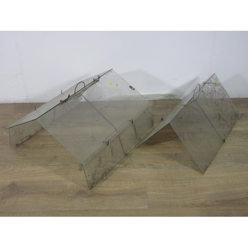 629 - Eight glass and wire Cloches and spare glass 2ft L